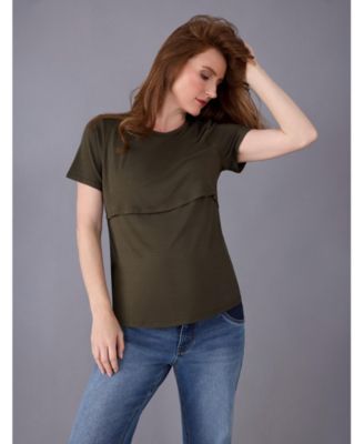 Women's Crewneck Short Sleeve Nursing Tee - Motherhood Maternity