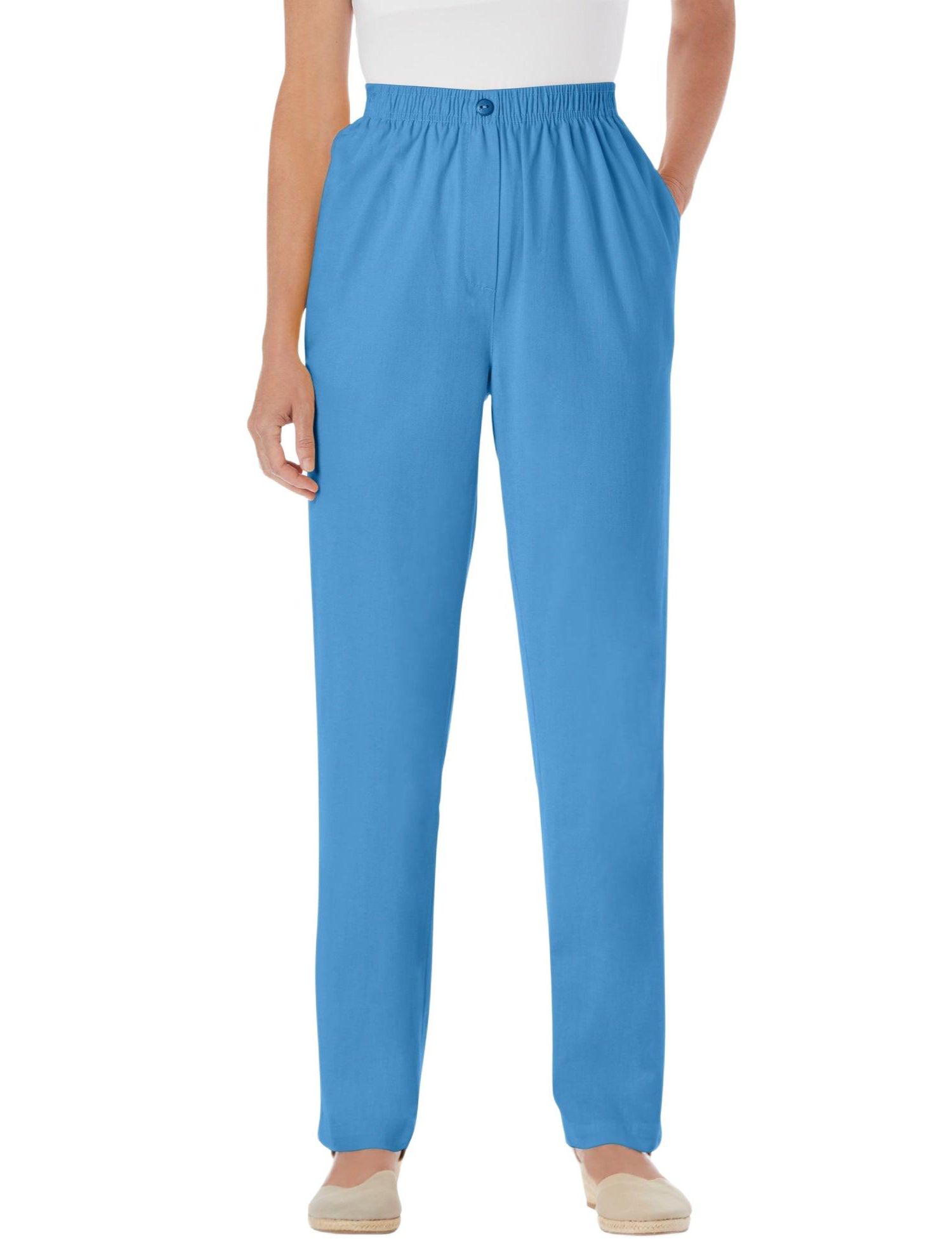 Women's Within Straight-Leg All-Cotton Denim Pull-On 7-Day Elastic-Waist Jeans
