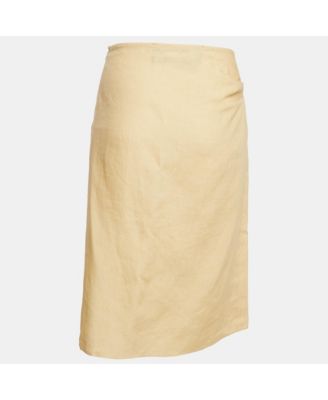 Women's Yellow Linen Drape Style La Jupe Pencil