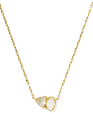 Gold Plated Glass-Stone Pendant Necklace