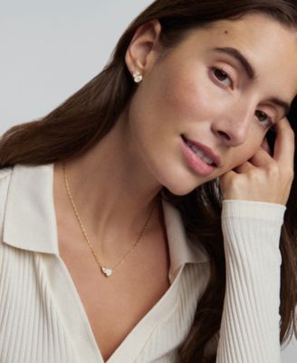 Gold Plated Glass-Stone Stud Earrings