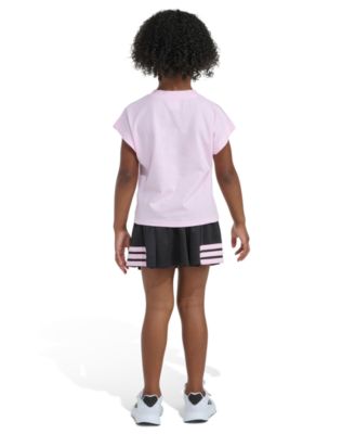 Girls' 2T-6X Crewneck T-Shirt and Pleated Skort, 2-Piece Set