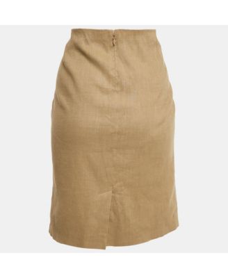 Women's Brown Linen Pencil Skirt