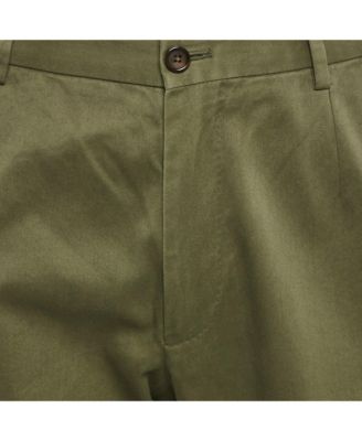 Men's Green Gabardine Logo Embossed Trim Detail Pants