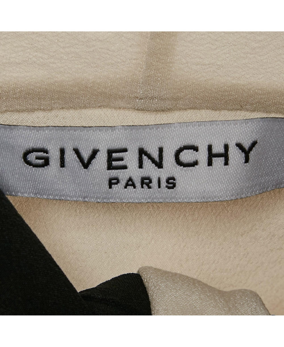 Pre-Owned Givenchy Women's Off- Silk Chiffon Contrast Neck Tie Detail Shirt