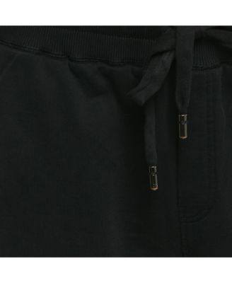 Men's Black Logo Plaque Cotton Sweatpants
