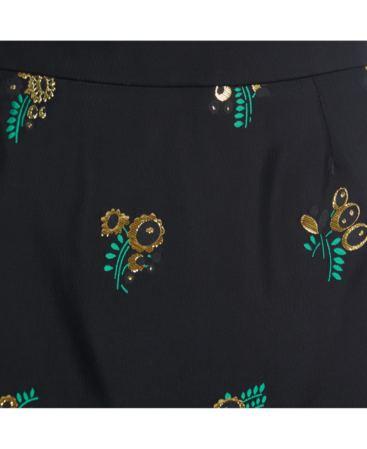 Pre-Owned Stella Mccartney Women's Black Patterned Crepe Ruffle Trimmed Skirt