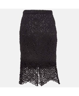 Women's Black Lace Pencil Midi Skirt
