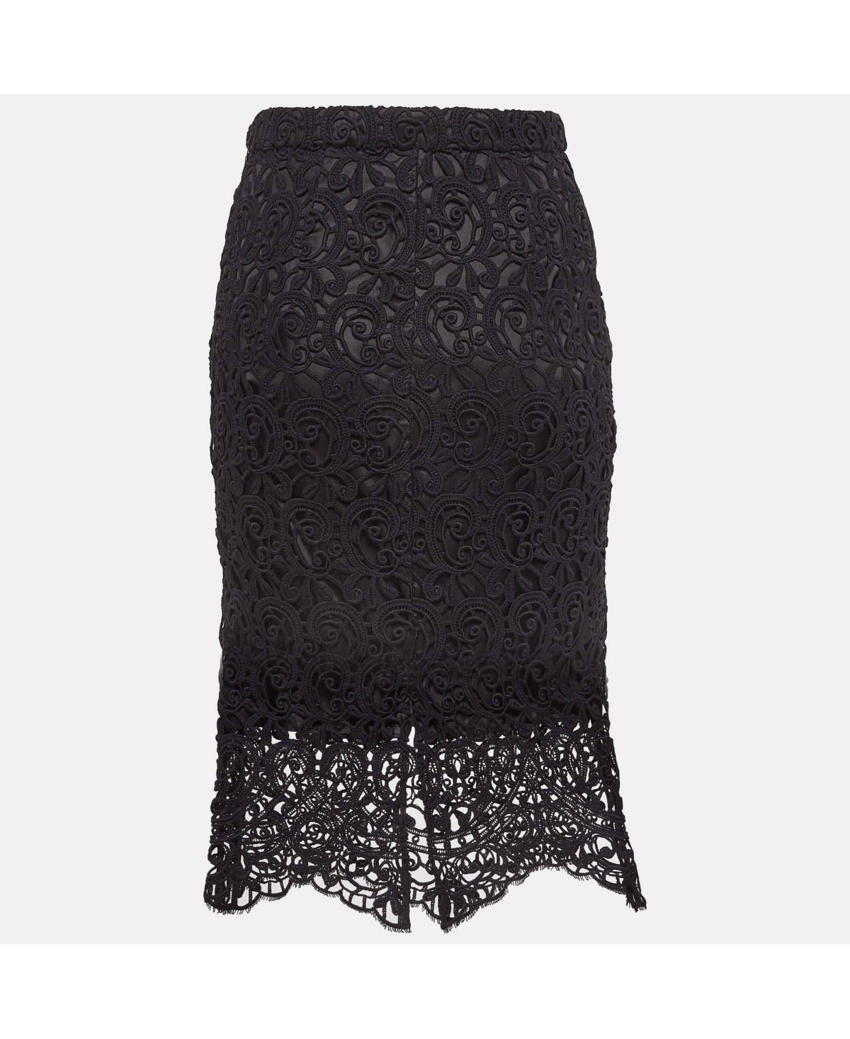 Pre-Owned Burberry Women's Black Lace Pencil Midi Skirt