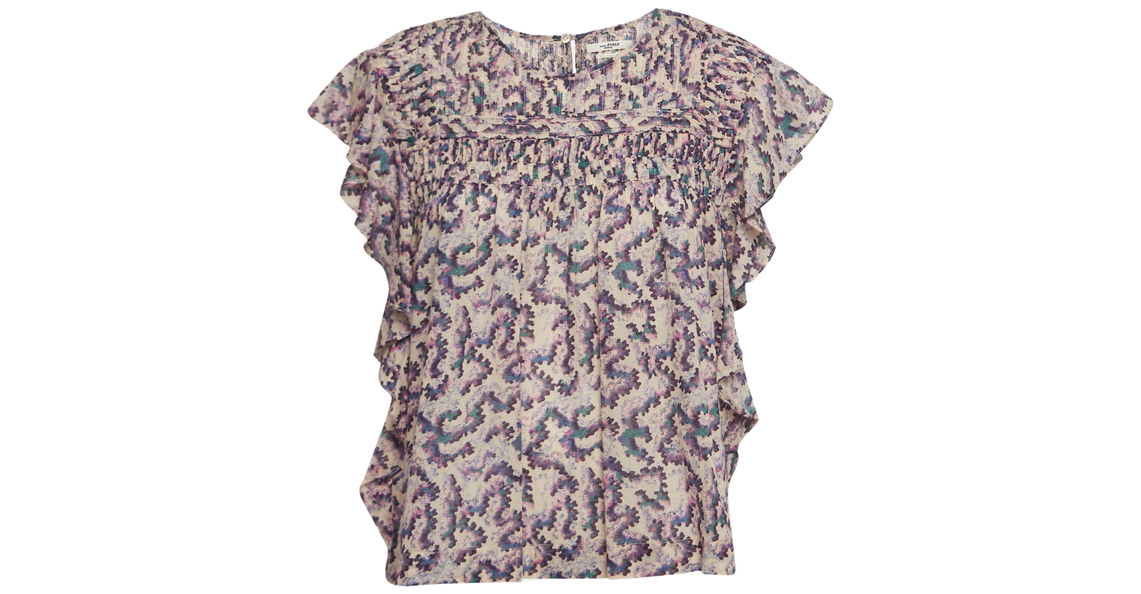 Pre-Owned Isabel Marant Women's Etoile Multicolor Printed Cotton Ruffled Ilayona Top