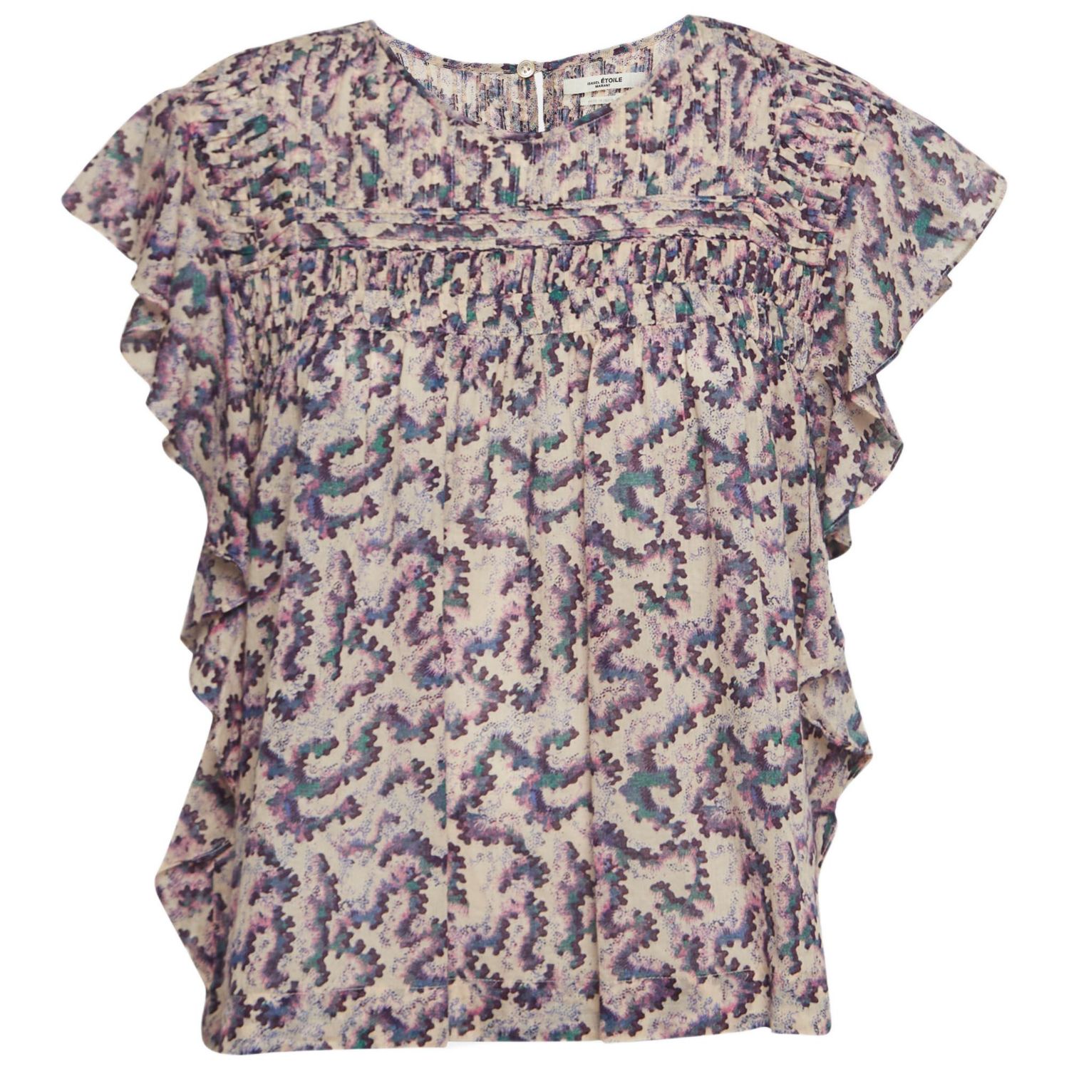 Women's Etoile Multicolor Printed Cotton Ruffled Ilayona Top