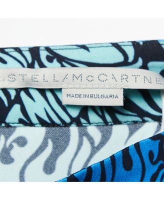 Women's Blue Printed Crepe Midi Skirt