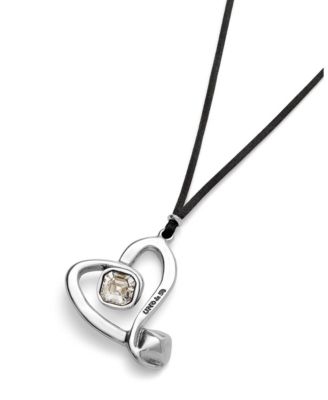 Modern Sterling Silver Heart Faceted Crystal Necklace