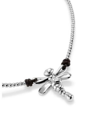 Sterling Silver Plated Rigid Dragonfly Pendant Necklace