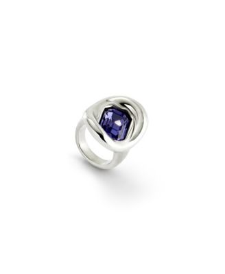 Sterling Silver Plated Ring with Purple Faceted Glass