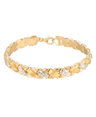Macy's - Diamond Cut Bracelet in 18K Two-Tone Gold Over Sterling Silver