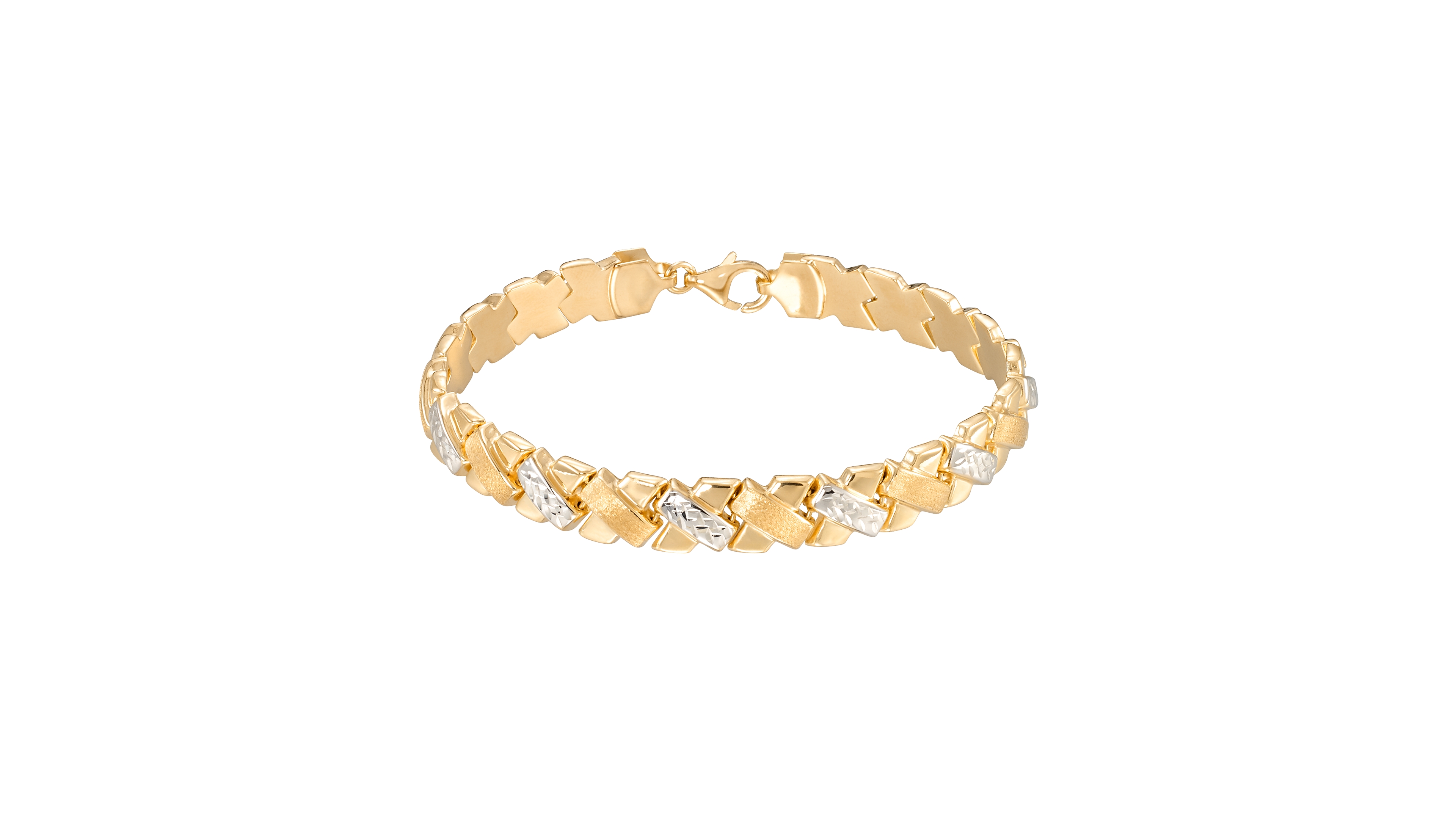 Macy's Diamond Cut Bracelet in 18k Two-Tone Gold Over Sterling Silver