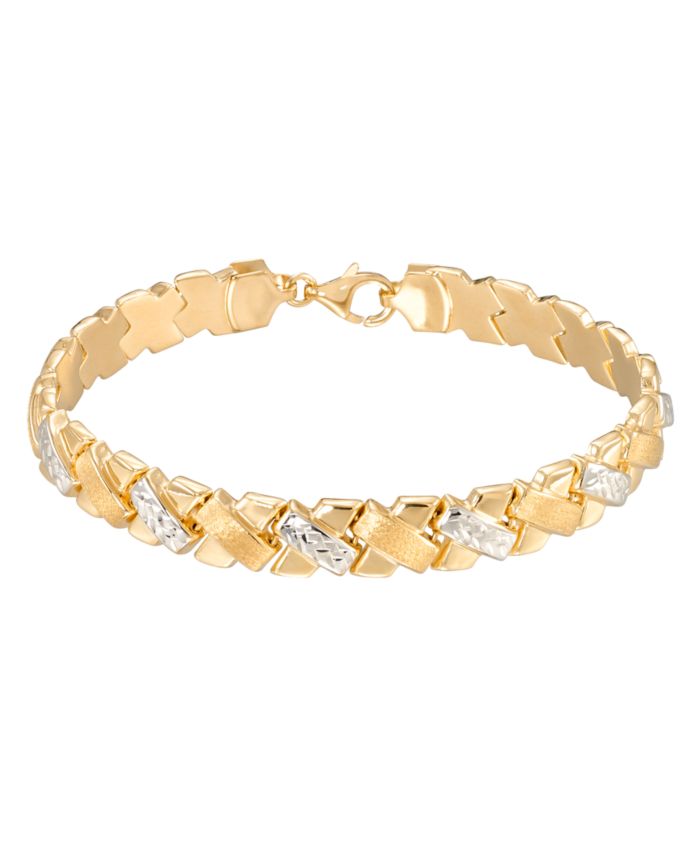 Diamond Cut Bracelet in 18k Two-Tone Gold Over Sterling Silver