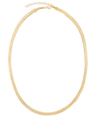 Diamond Cut Herringbone Extender Necklace in 18k Yellow Gold Over Sterling Silver