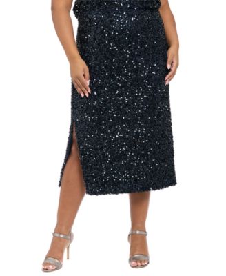 Plus Size Side Slit Midi Skirt