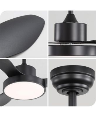 47-inch Modern Black 3 Blades Ceiling Fan with Six-Speed Remote Control and Timing Function and Light Kit