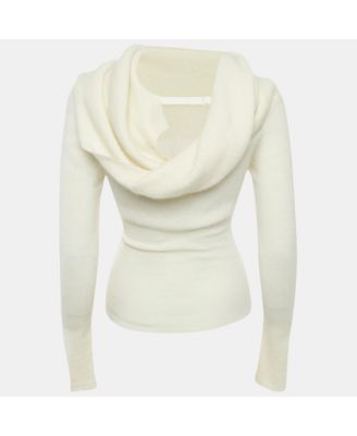 Women's Cream Cashmere Knit Back Open Sweater