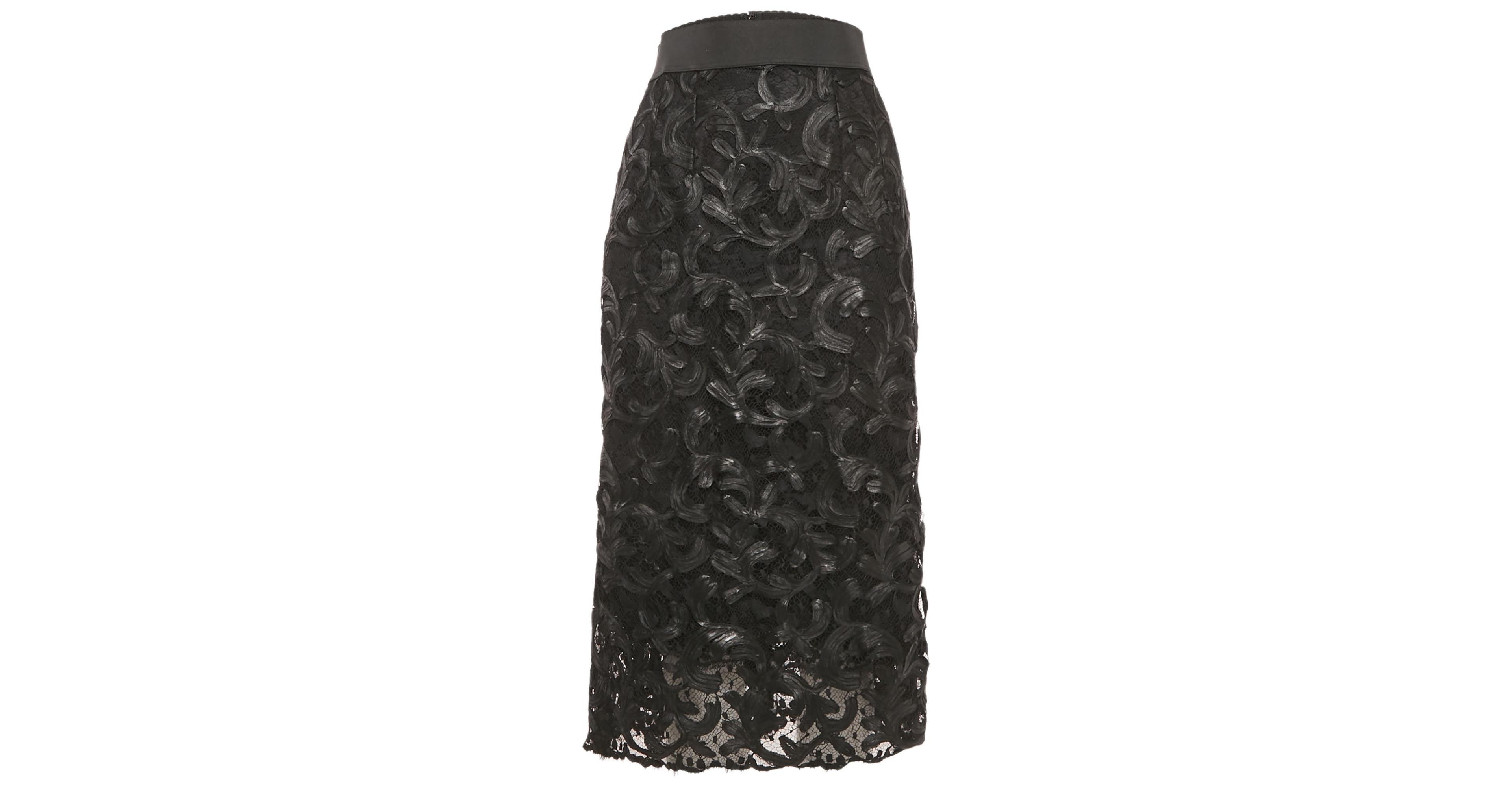 Pre-Owned Dolce & Gabbana Women's Black Lace Midi Skirt