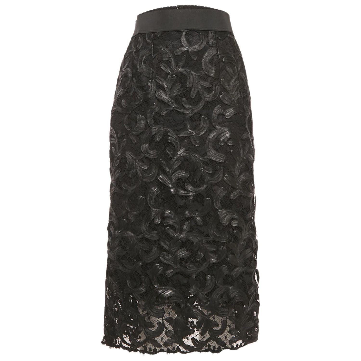 Women's Black Lace Midi Skirt