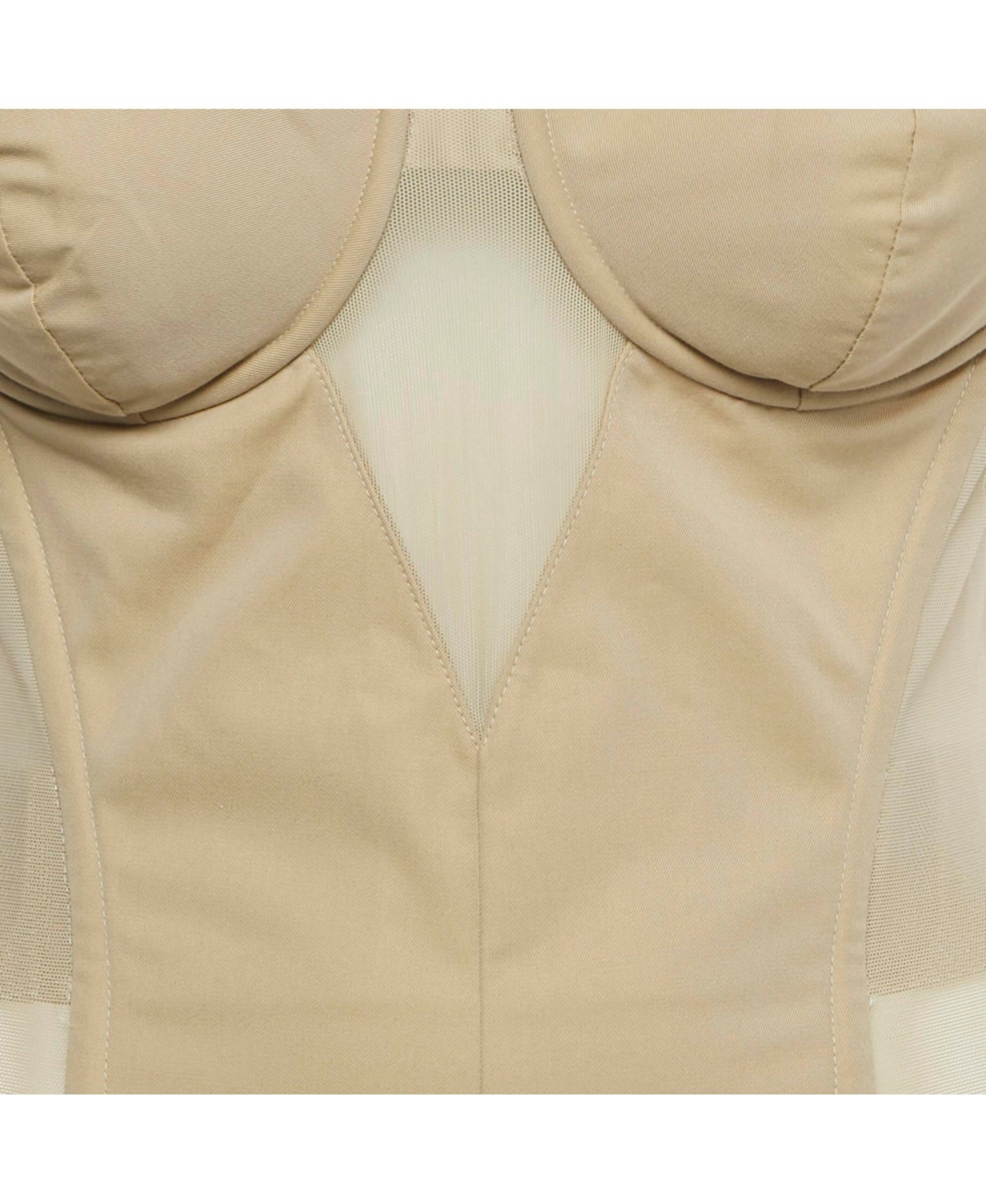 Pre-Owned Burberry Women's Beige Cotton And Mesh Panaled Top