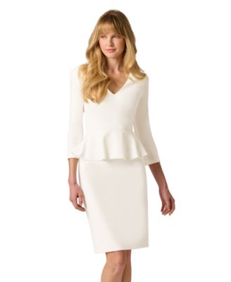 Women's V-Neck Crepe Peplum Dress