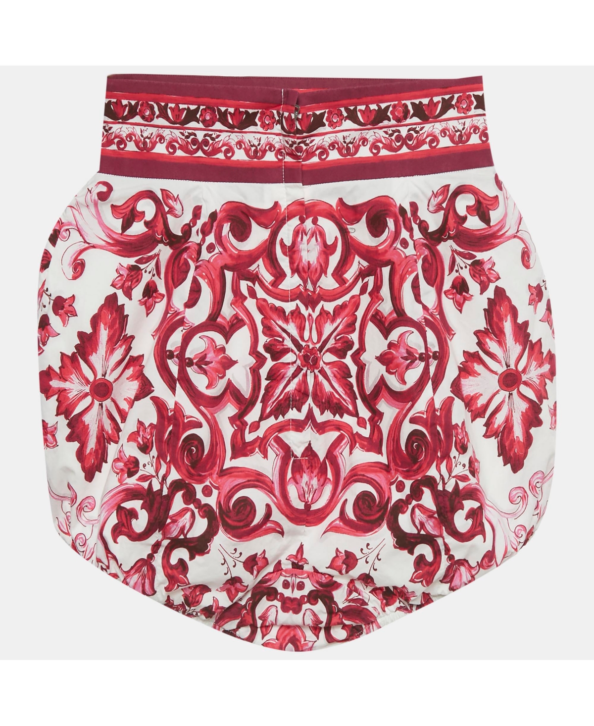 Pre-Owned Dolce & Gabbana Women's Pink Majolica Print Poplin Balloon Shorts