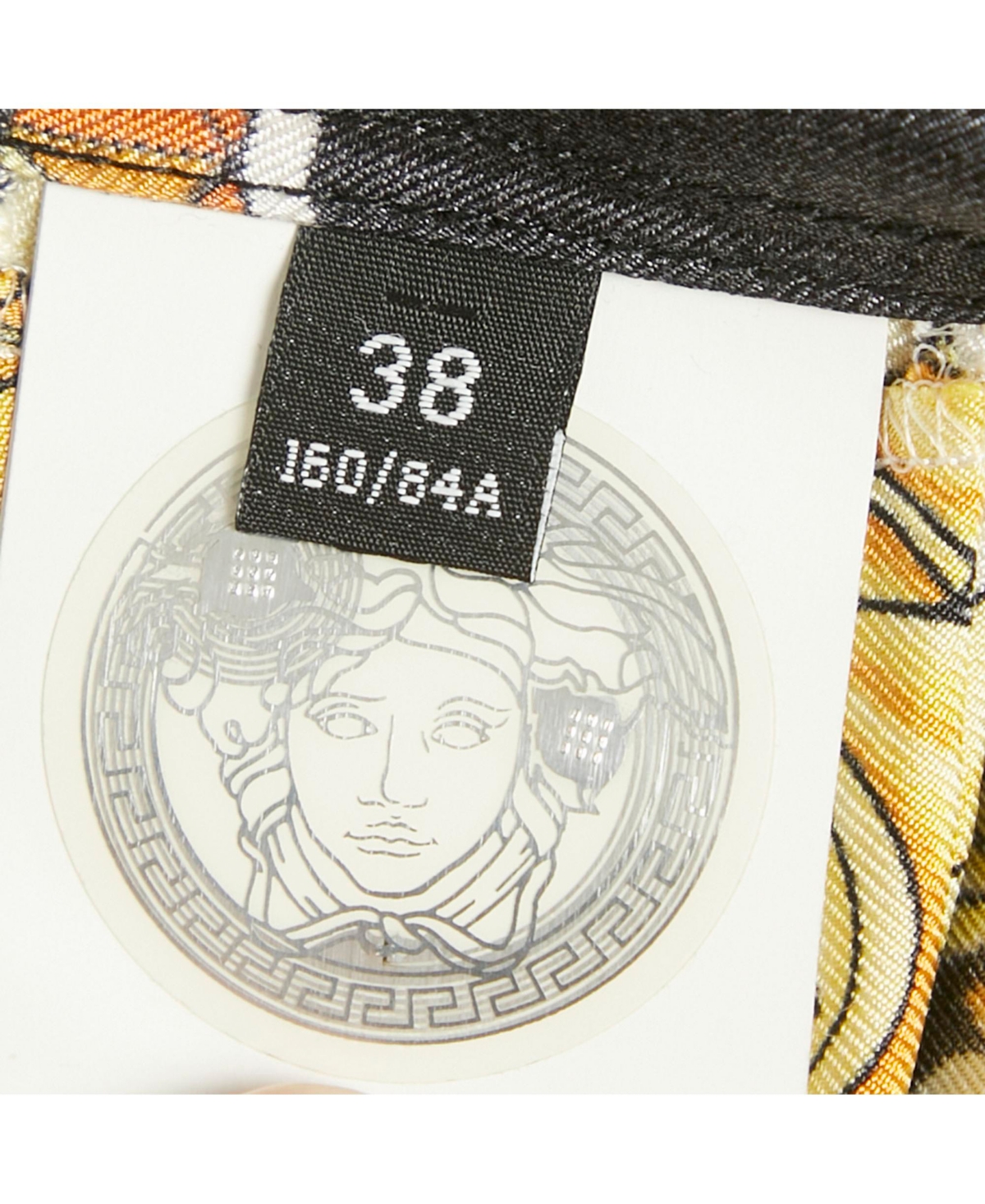 Pre-Owned Versace Women's Black/yellow Barocco Print Silk Belted Shirt Dress