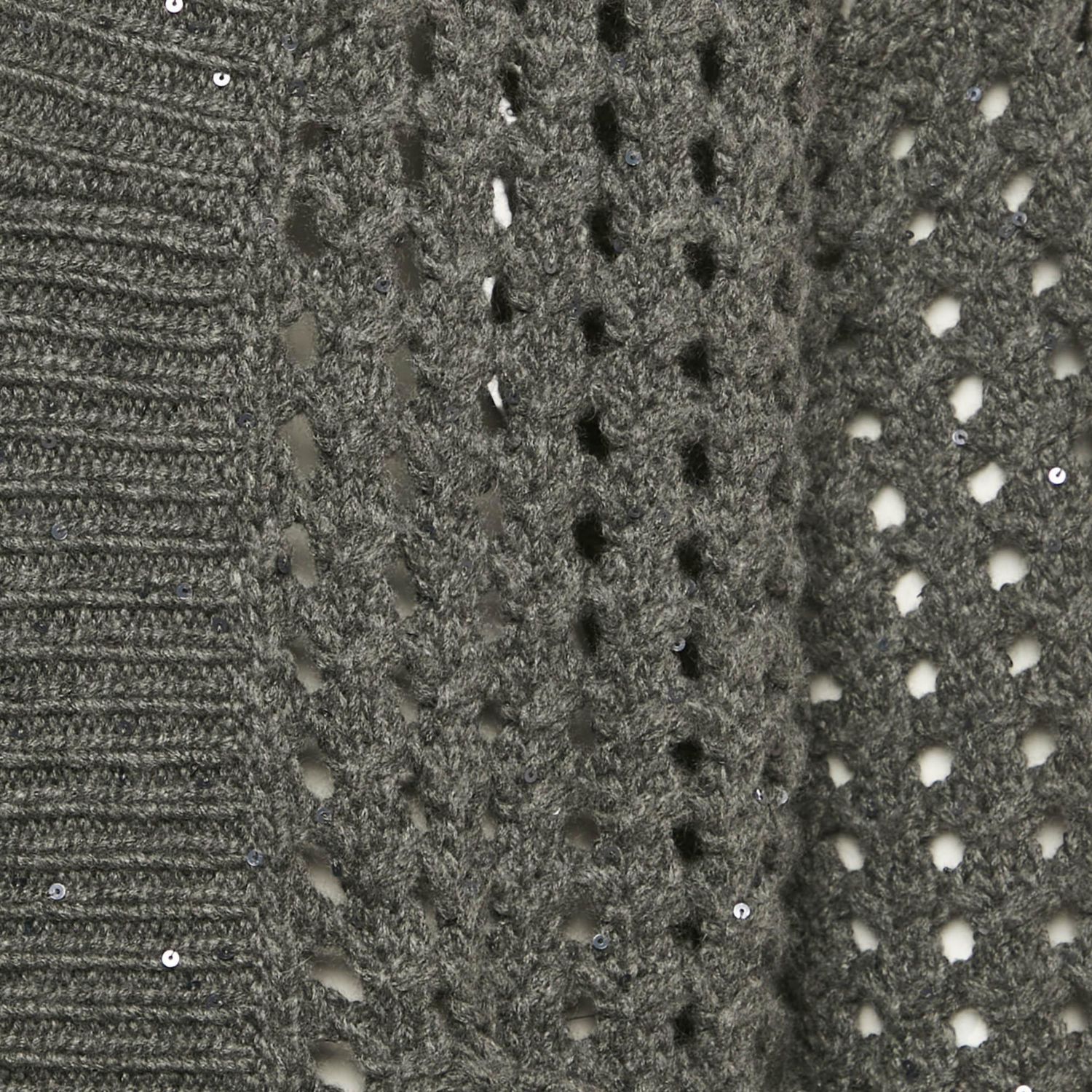 Women's Grey Sequin Open Knit Cardigan