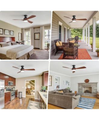 52-inch   3-Blade Flush Mount Ceiling Fan with Led Light and Remote Control