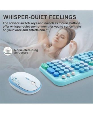 2.4G Wireless Keyboard and Mouse Combo - Blue  Full-Size 104 Keys ABS Material  Round Keycaps  Typewriter Style Laptop/PC