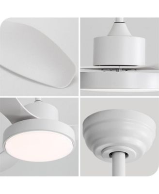 47-inch Modern White 3 Blades Ceiling Fan with Six-Speed Remote Control and Timing Function and Light Kit