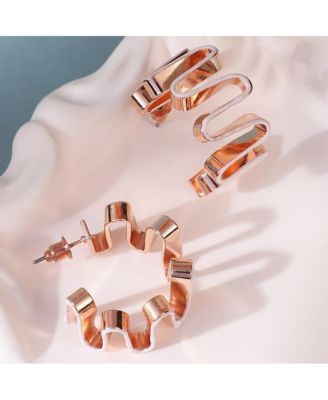 Women's The Enamel-Coil Hoop Earrings - Chalk White & Rose Gold