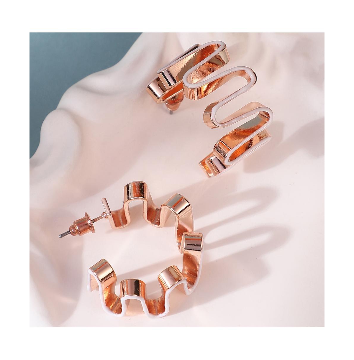 Women's The Enamel-Coil Hoop Earrings - Chalk White & Rose Gold