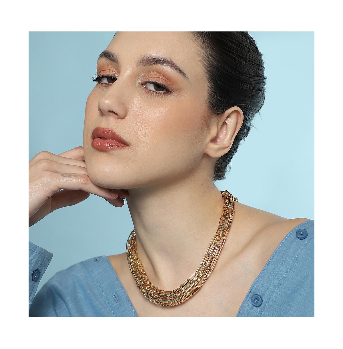 Women's The Braid Pin-Link Chain Necklace - California Gold