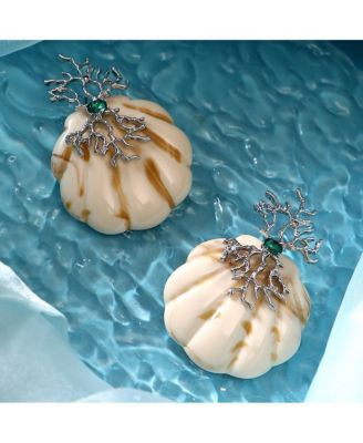 Women's The Veined-Conchiglia Drop Earrings - Metallic Silver