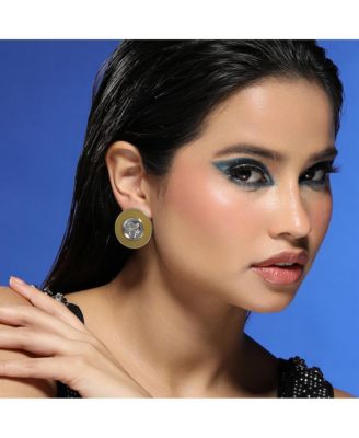 Women's The Enamel-Coin Stud Earrings - Metallic Silver