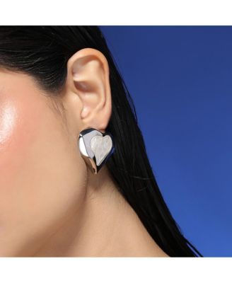 Women's The Coeur-Edge Stud Earrings - Metallic Silver