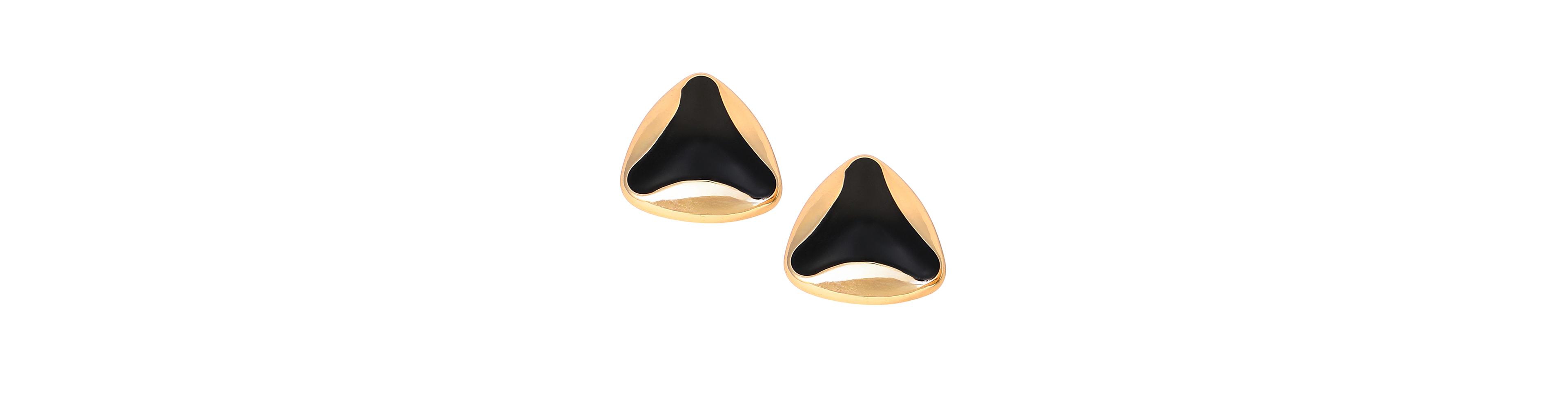 Sohi Gold Enamel-Triad Stud Earrings