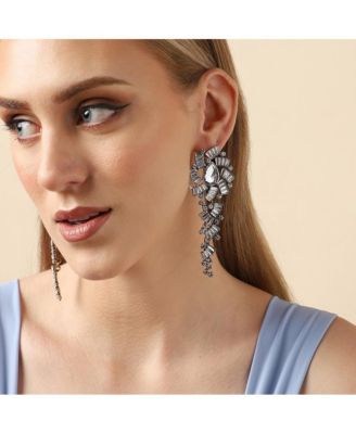 Women's Silver  Embellished Drop Earrings