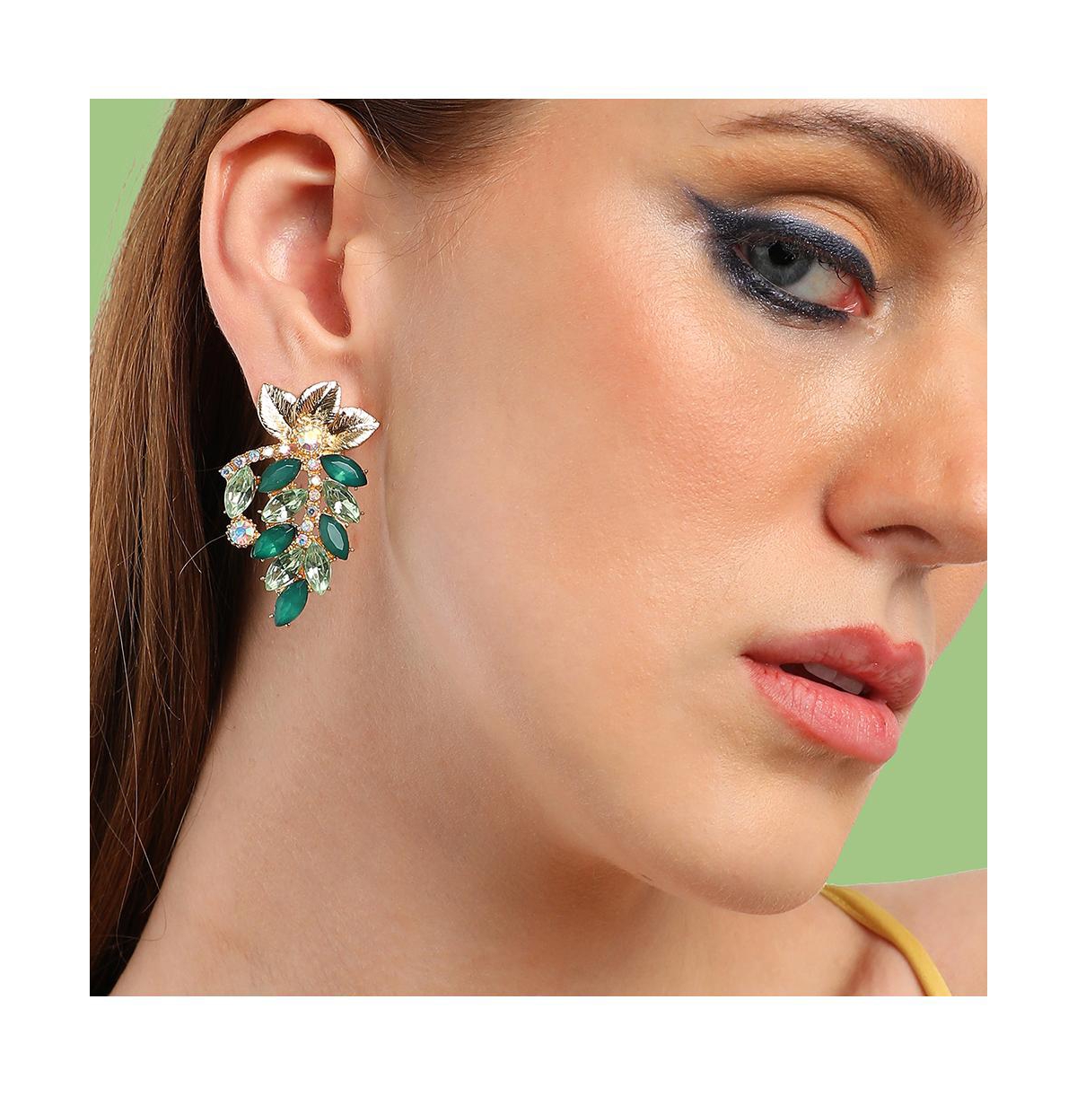 Sohi Women's Stone Cluster Drop Earrings