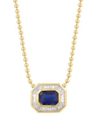 Diamond (1/3 ct. t.w.) & Sapphire (1-1/20 ct. t.w.) Pendant Necklace in 14k Yellow Gold