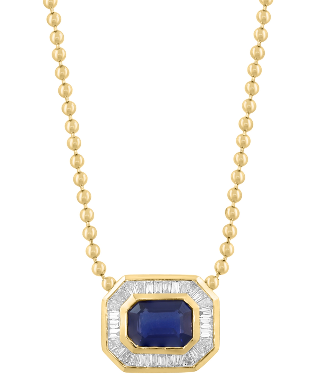 Effy Collection Diamond (1/3 ct. t.w.) & Sapphire (1-1/20 ct. t.w.) Pendant Necklace in 14k Yellow Gold