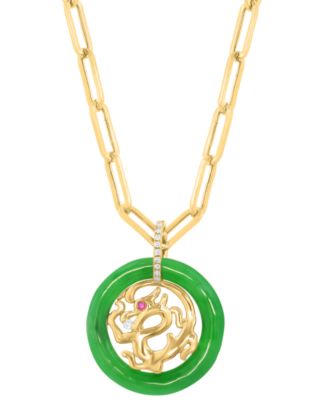 Diamond (1/20 ct. t.w.) & Muti Gemstones (6-5/8 ct. t.w.) Pendant Necklace in 14k Yellow Gold