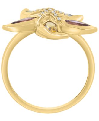 Diamond (1/20 ct. t.w.) & Multi Gemstones (1-3/8 ct. t.w.) Ring in 14k Yellow Gold