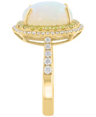 White Diamond (1/4 ct. t.w.), Yellow Diamond (1/3 ct. t.w.) & Opal (2-5/8 ct. t.w.) Ring in 14k Yellow Gold